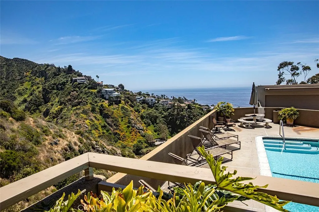 A view from the upper deck of the community pool.