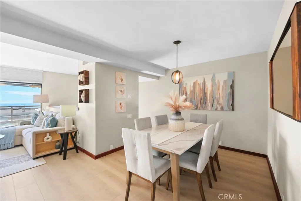 The formal dining room is off the kitchen and living room space.