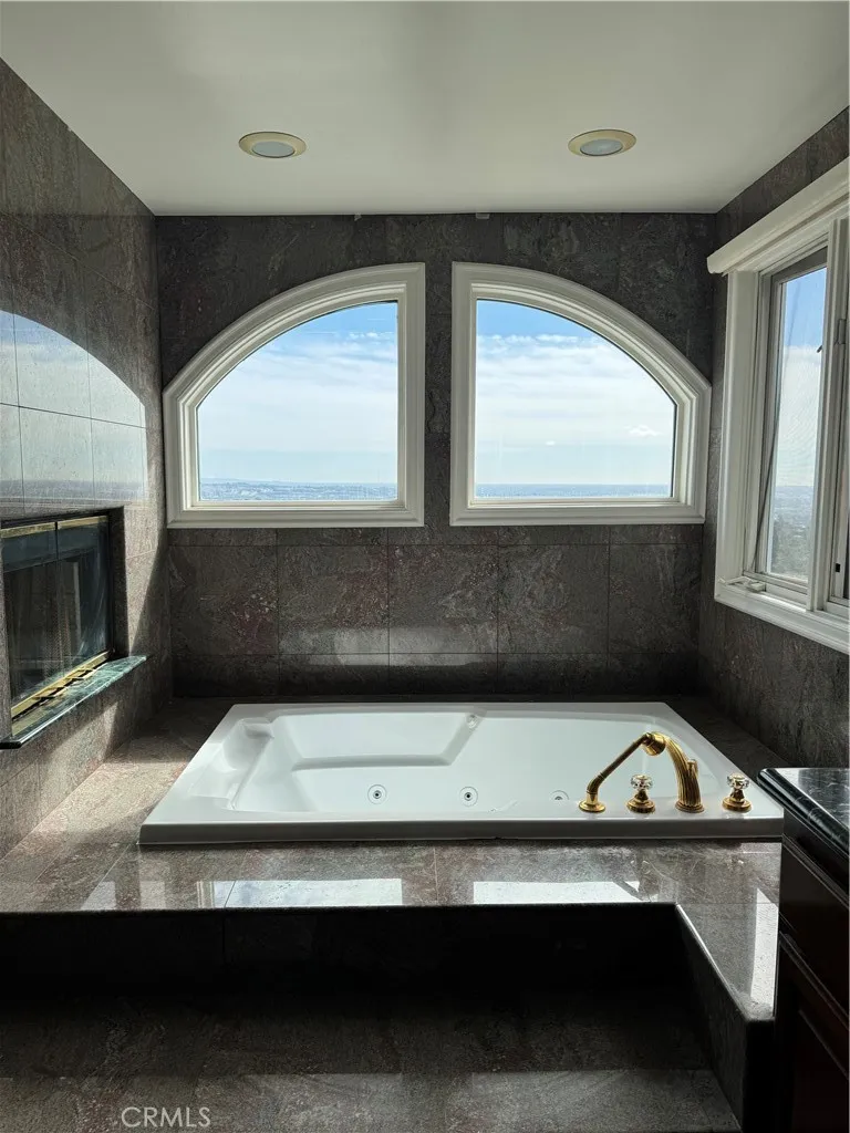 Master bath with fireplace