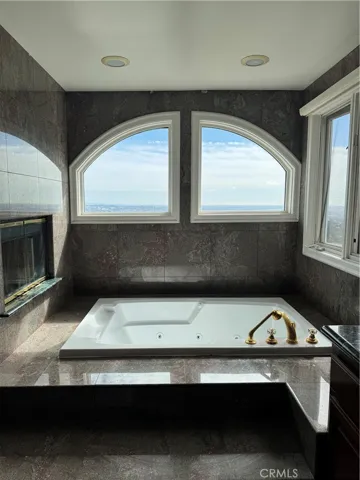 Master bath with fireplace
