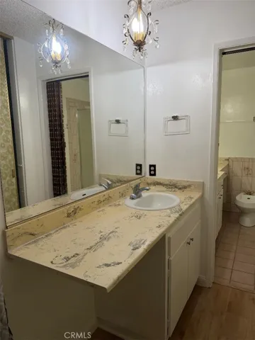 Master bath with one sink in the dressing area