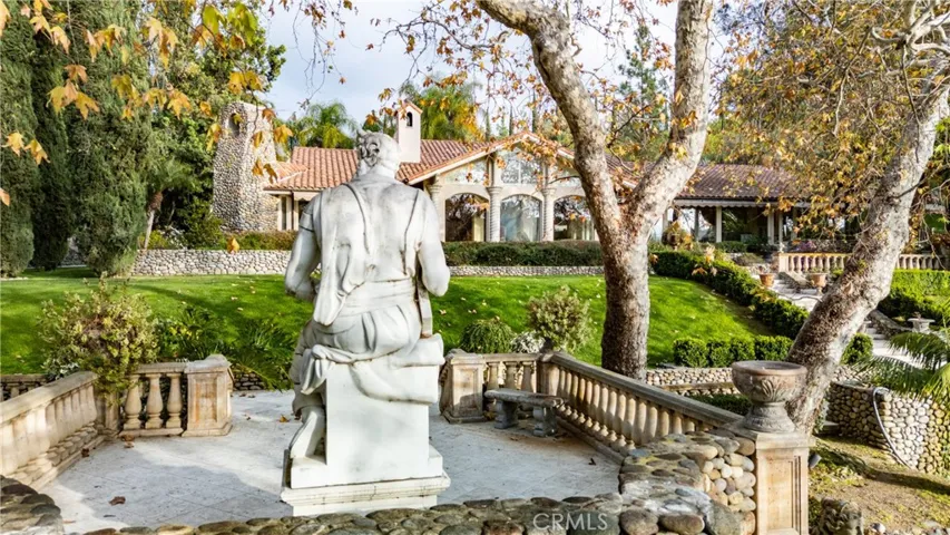 Pond with statue