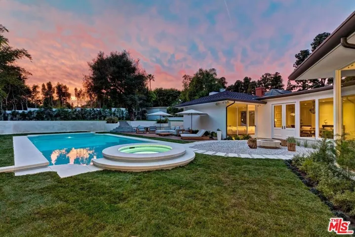 Rear Garden, pool, waterfall s