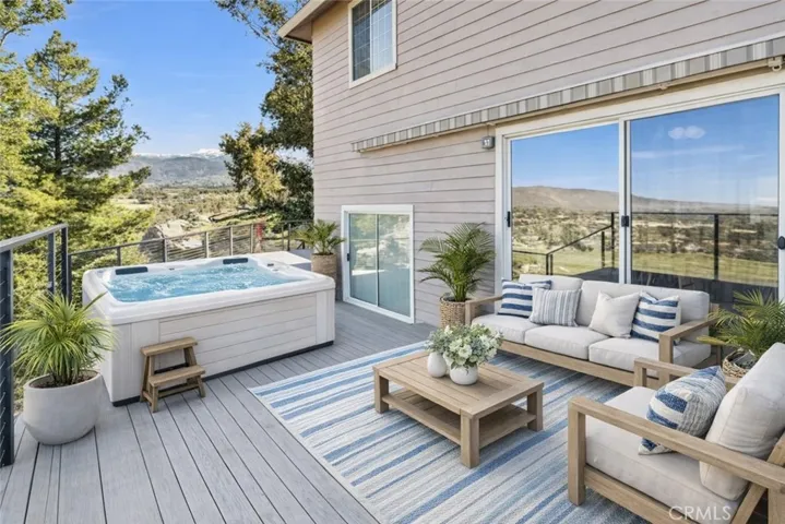 Outdoor deck virtually staged.
