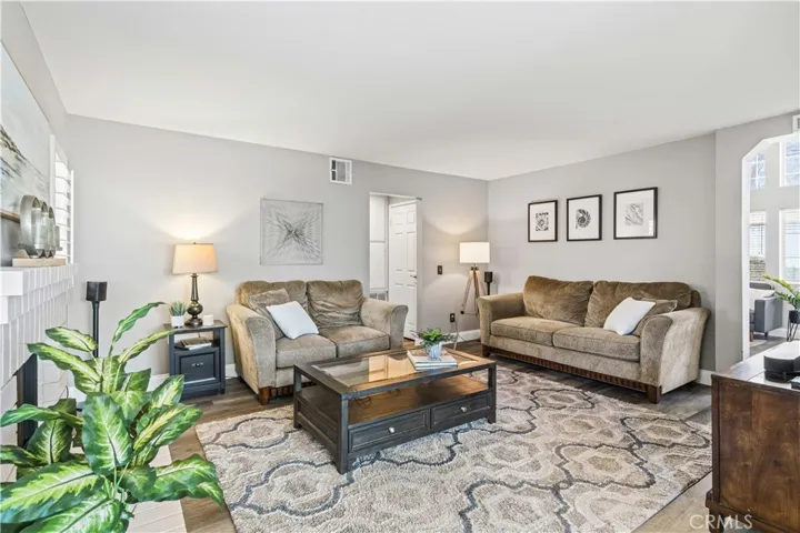 A gas fireplace anchors the family room, creating a comfortable space to relax at the end of the day.