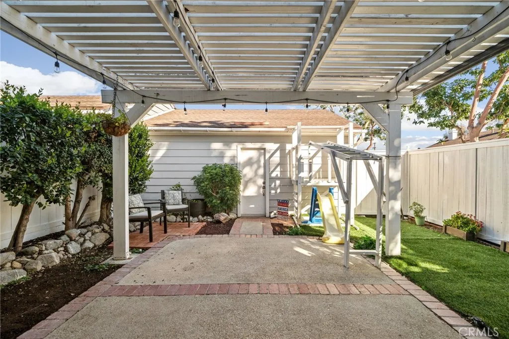 Backyard facing garage