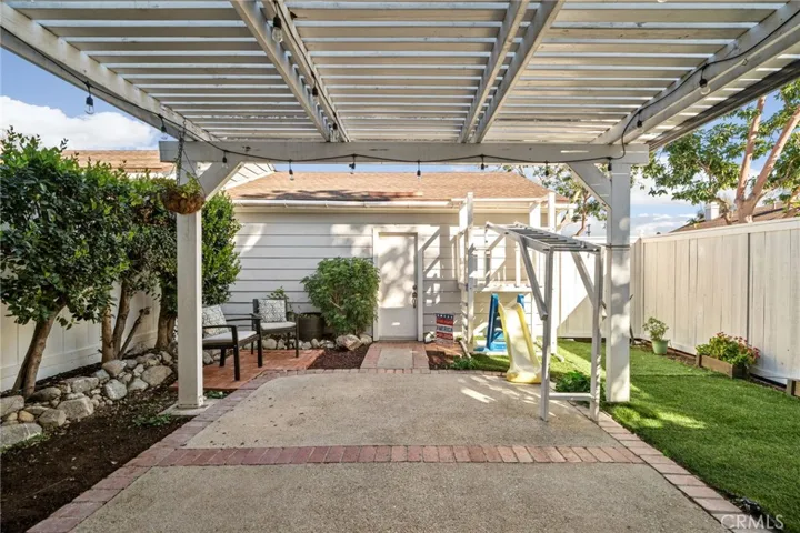 Backyard facing garage