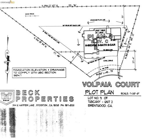 Plot Plan. Depicting the property's boundaries, setbacks, and proposed building footprint