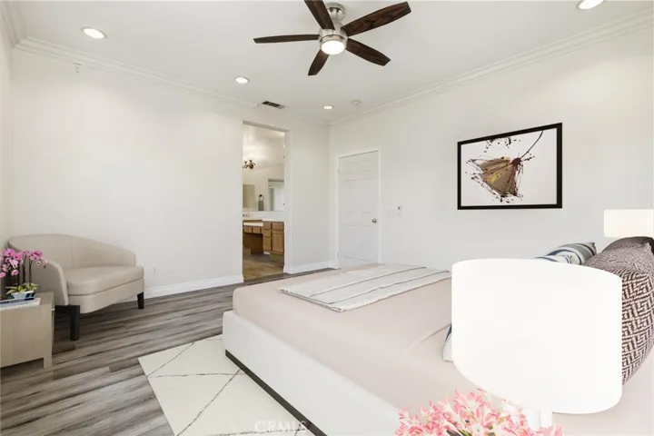 Virtually staged primary bedroom