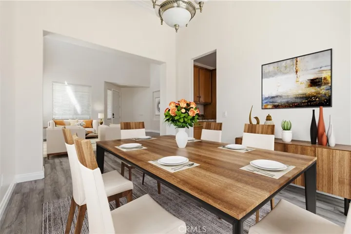 Virtually staged dining room