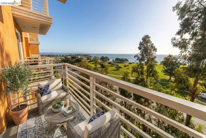 Balcony with a water view