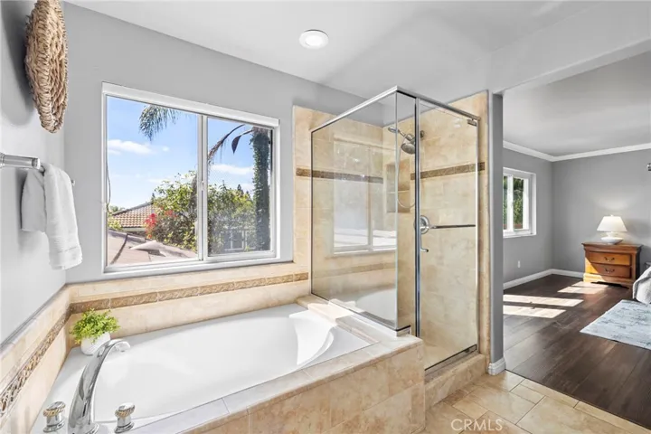 Primary Bathroom tub and walk in shower
