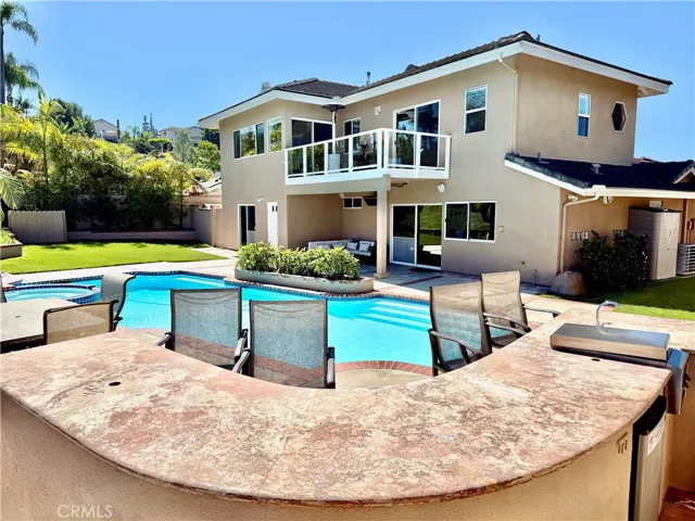 Bar with travertine countertops
