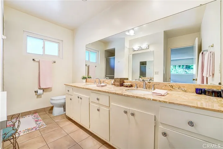 Primary suite bath with built in vanity