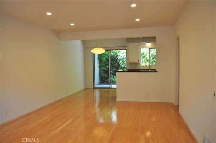 Living room dining room sliding doors to outside - open concept