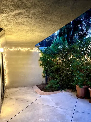 Patio with twinkling lights