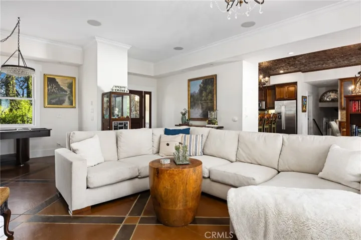 Living room open to the dining area and kitchen
