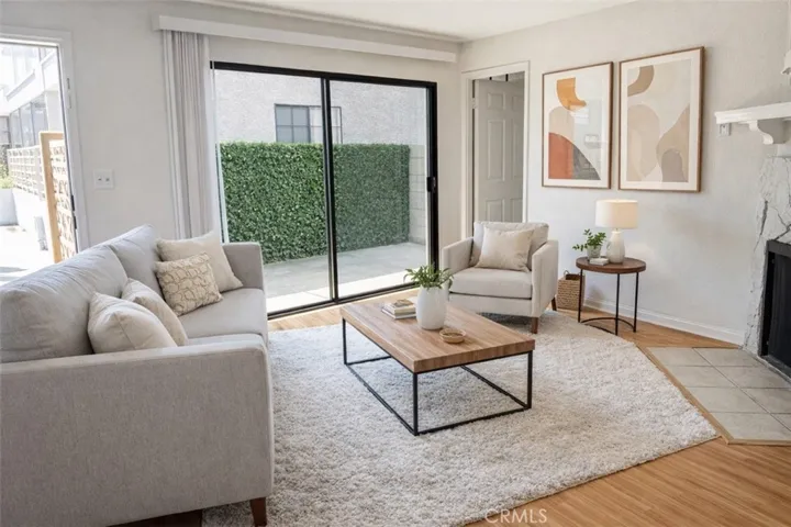 Doors to patio.  Virtual staging.