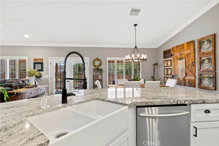 Double sink, self closing cabinets.