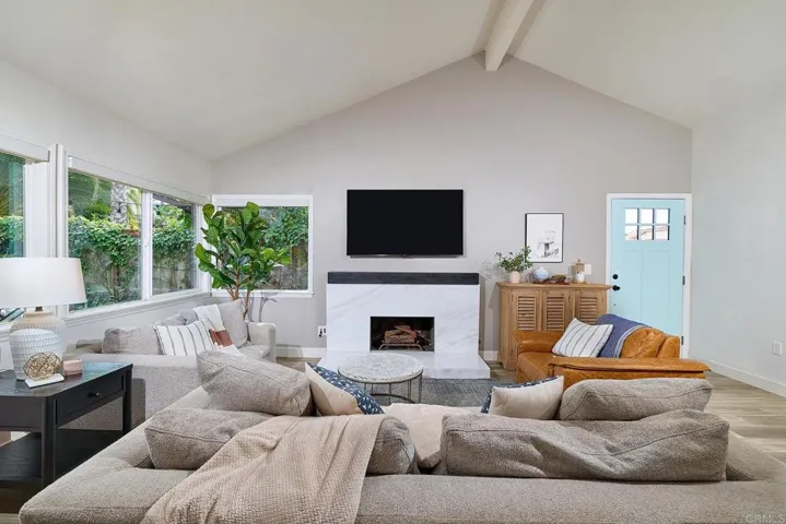 Quartz fireplace surround as a focal point