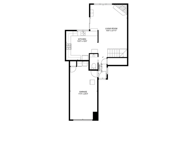 Floorplan of lower level. Layout and measurements are approximate.