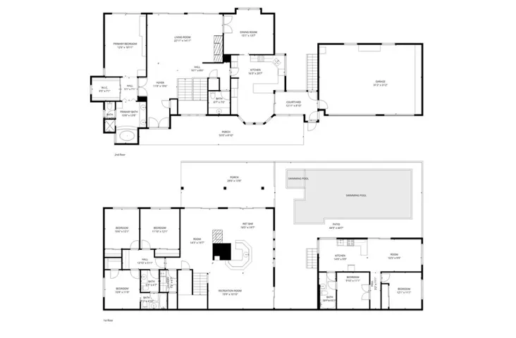 All Floors in Main House and ADU - Plan of entire property