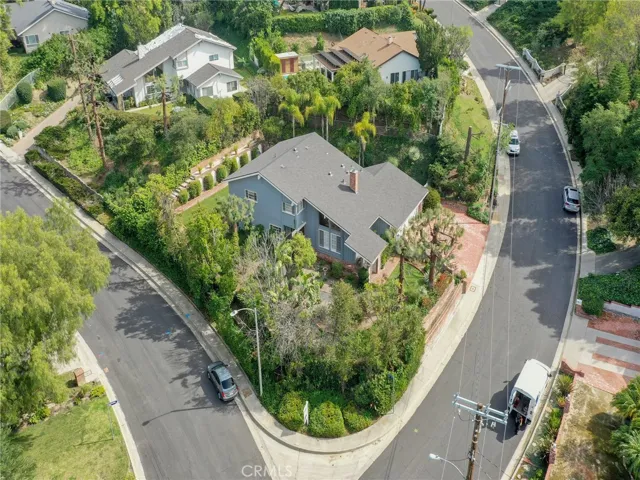 Aerial view large corner lot