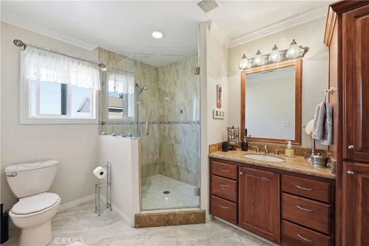  Tile walk-in shower.
