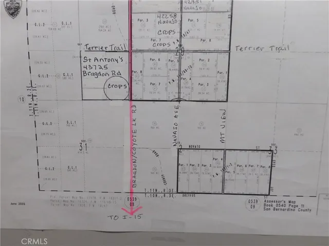 Closer view of the south part of the map,