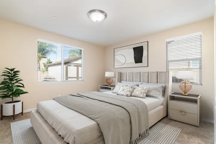 Virtually staged primary bedroom