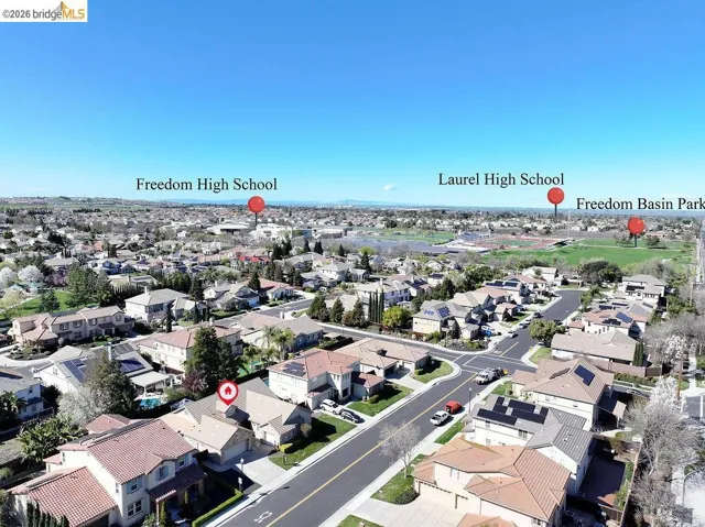 Aerial perspective of suburban area