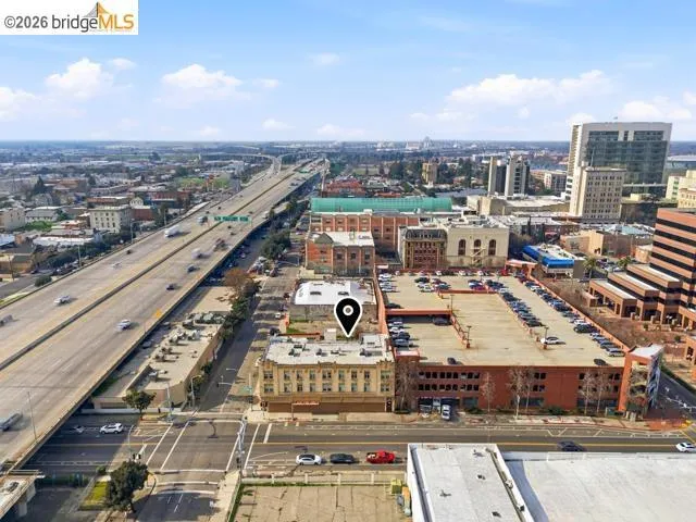 View of urban area with a main thoroughfare