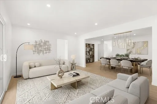 Virtually staged living/dining area