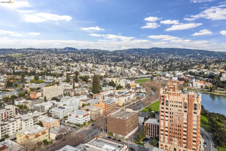 View of urban area with a mountain backdrop