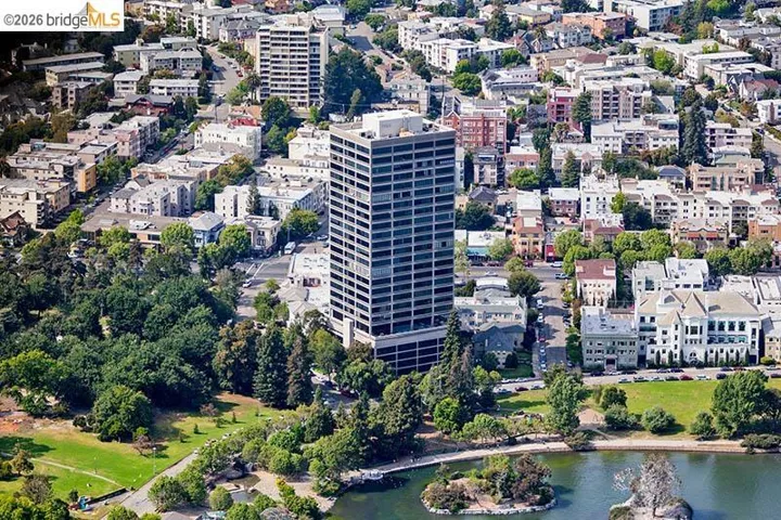 View of urban area with a nearby body of water