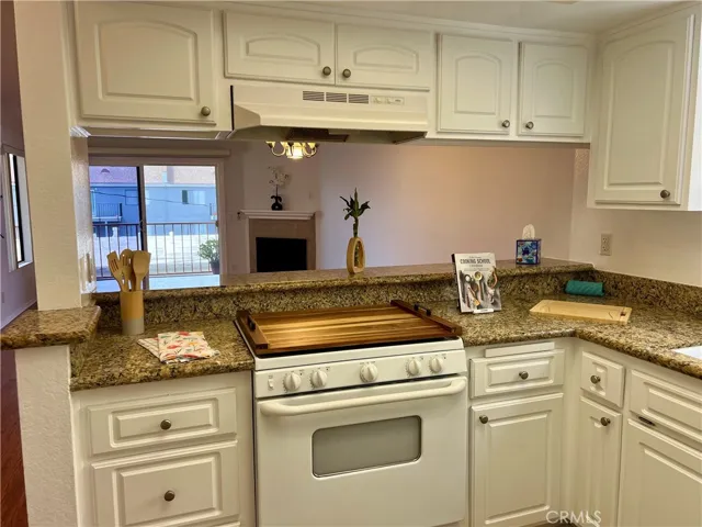 Kitchen view into living room