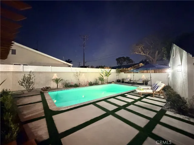 Pool and pavers at twilight