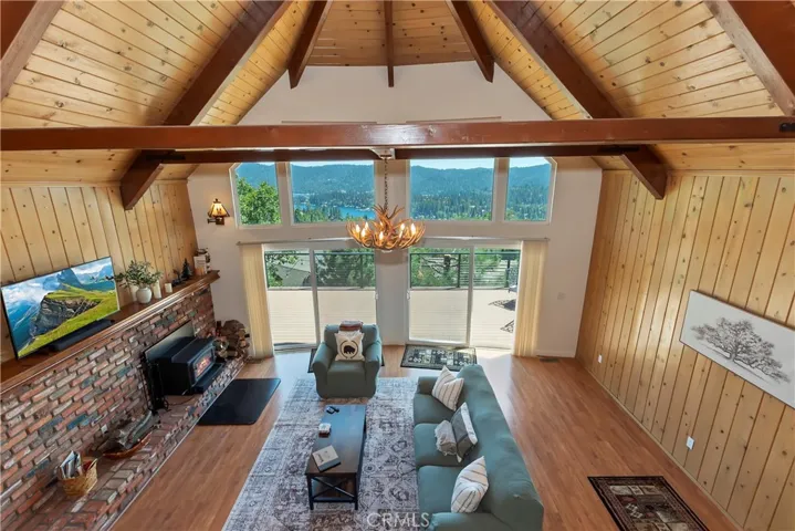 A-Frame great room with lake view