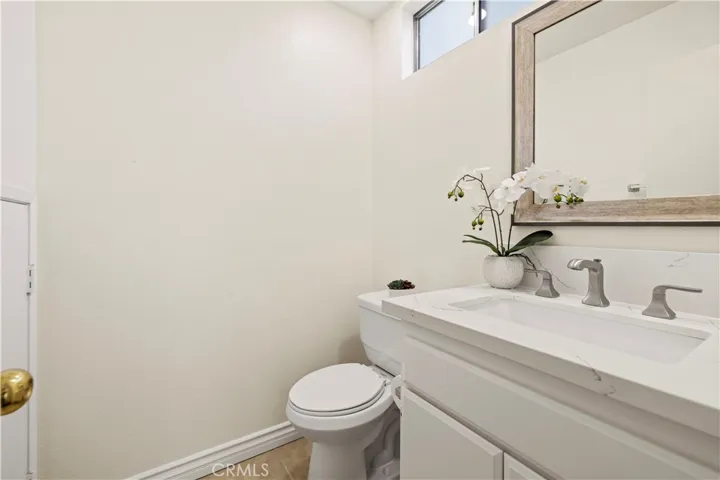 Modern Vanity sleek fixtures.