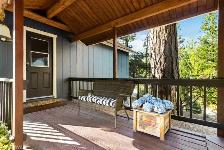 A covered walkway from the garage to the home.