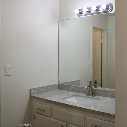 Primary bathroom vanity and sink