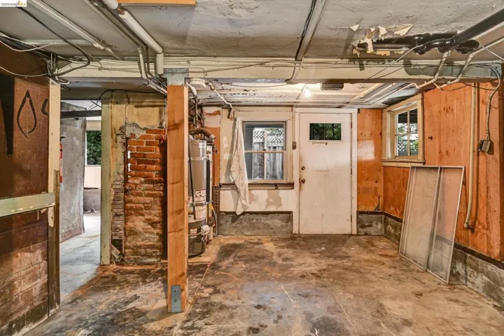 Basement with secured water heater