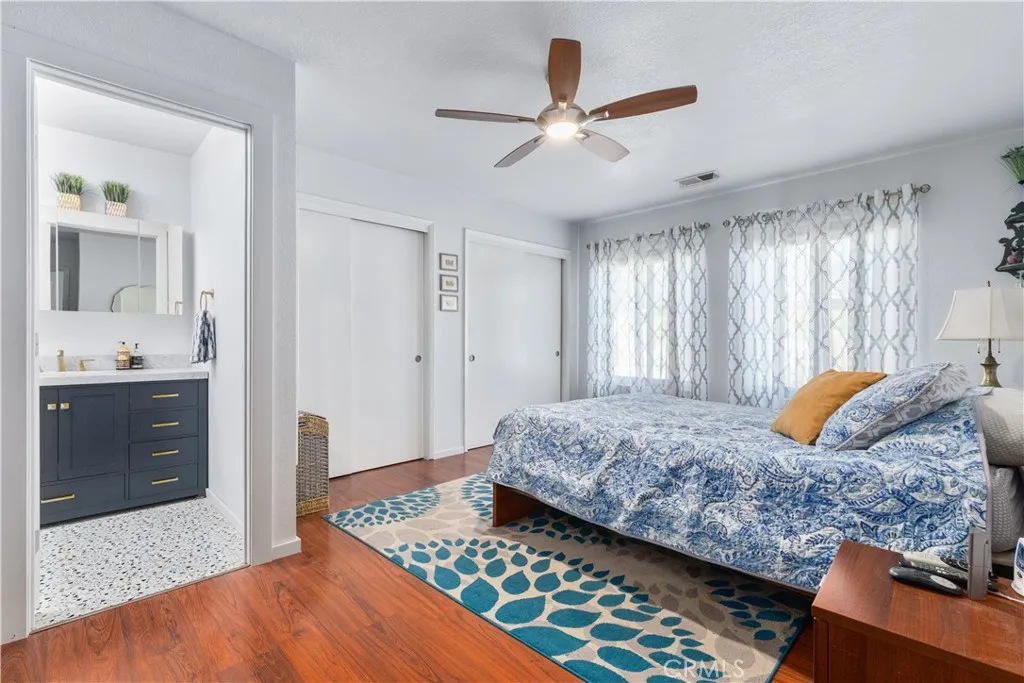 Very large primary bedroom with new modern bathroom. Two closest offer plenty of room for his and hers.