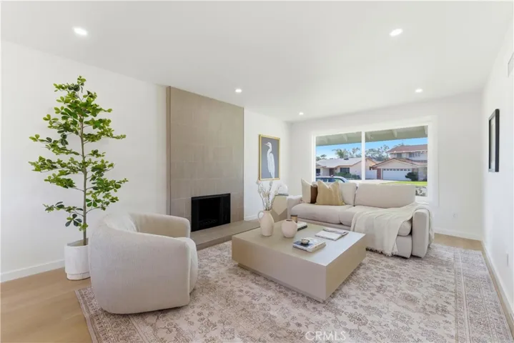 The living room with a fire place.