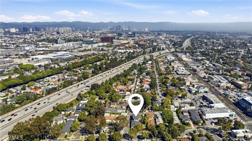 Aerial View of 10 Freeway and Downtown LA