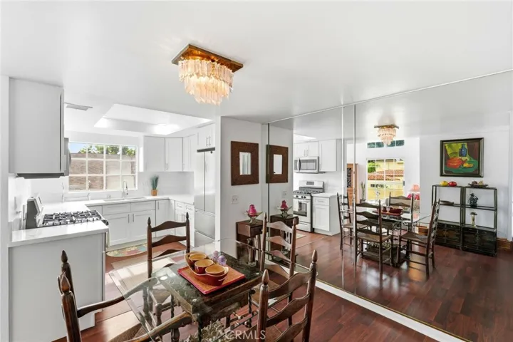 Dining area/kitchen with view of the park