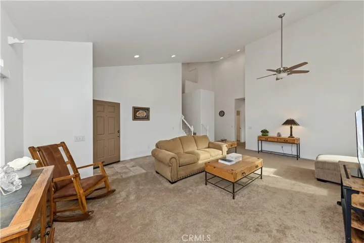 Spacious Living Room With Vaulted Ceiling
