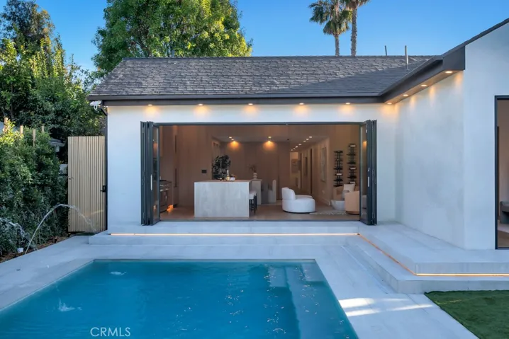 pool facing living room