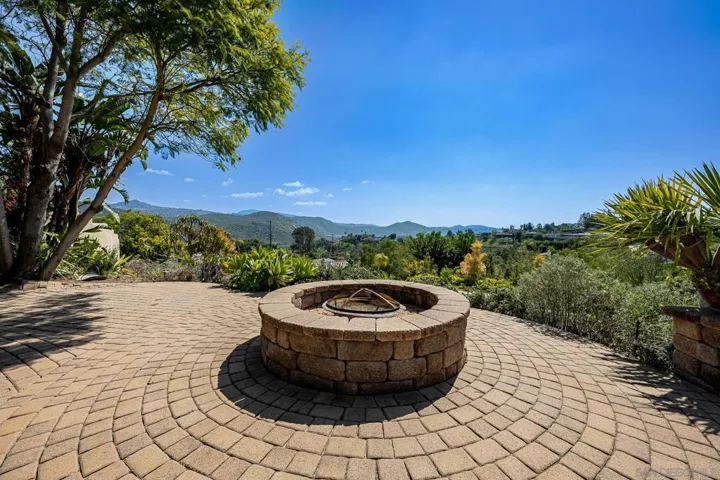 Firepit surrounded by brick pavers- NE View