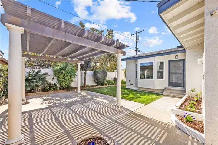 Backyard with natural gas and electrical ready for your grill